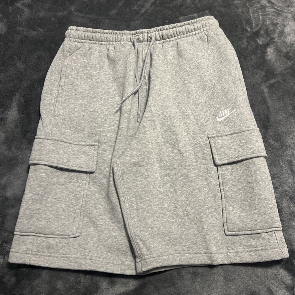 LARGE Nike Men's Sportswear Club Fleece Cargo Shorts Grey FN3525-063